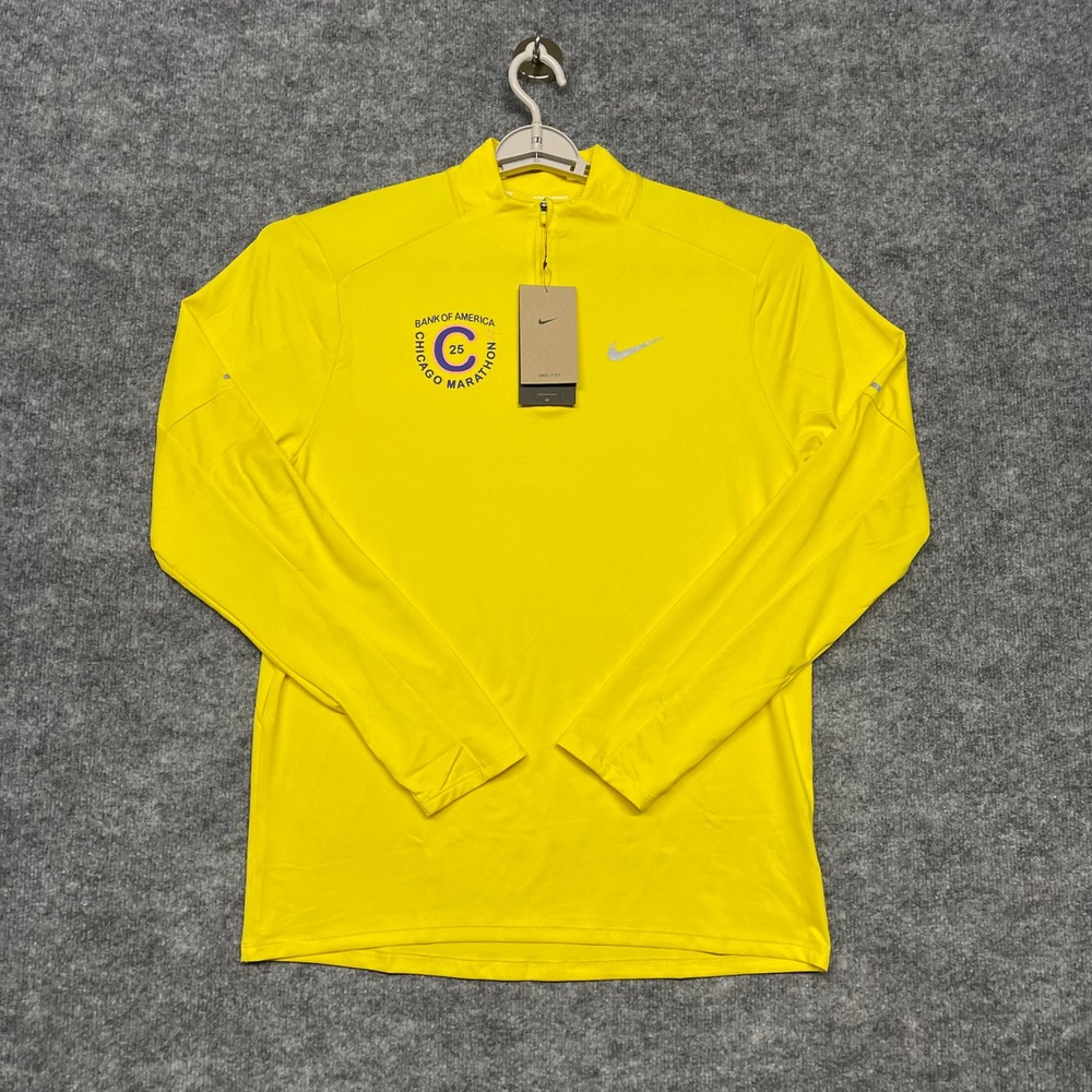 Chicago Marathon Running Top Men Medium Yellow Nike Element 1/4 Zip Reflective